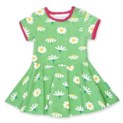 Dress - SKATER - Flowers - Short sleeves - Toby Tiger - Green DAISY 