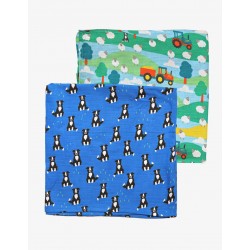 Muslins and Blankets - Muslins - Toby Tiger - 2pc - Farm Tractor, Flock of sheep  and Dog