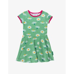 Dress - SKATER - Flowers - Short sleeves - Toby Tiger - Green DAISY 