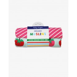 Muslins and Blankets - Muslins - Toby Tiger - 2 pc - Strawberry