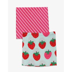 Muslins and Blankets - Muslins - Toby Tiger - 2 pc - Strawberry