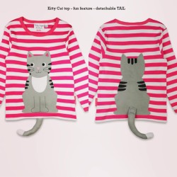 Top - Animals - Toby Tiger - CAT - Kitty with detachable tail - Pink stripes