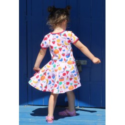 Dress - Skater - GARDEN - Short sleeves - Toby Tiger - PICNIC - kite, fruit, ice cream lolly,  birds...