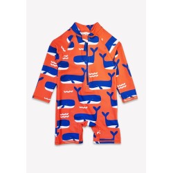 Sun and Swim - SWIM SUIT - SEA - Whale Waves - Long-Sleeved  UPF 50 + 
