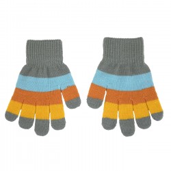 Gloves and mittens - Villervalla - Gloves - Magic - Beijing - Grey, yellow, Orange and Blue Rainbow stripe