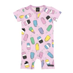 Babygrow - Romper - SUMMER - Villervalla - SHORTIE - Bloom Pink - Ice Cream Lolly - Pink Popsicle 