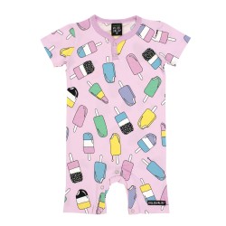 Babygrow - Romper - SUMMER - Villervalla - SHORTIE - Bloom Pink - Ice Lolly Popsicle 