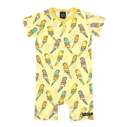 Babygrow - Romper - SUMMER - Villervalla - SHORTIE - UNISEX - Lemon Yellow - parakeet parrot