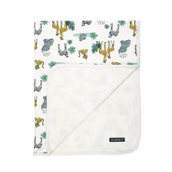 Muslins and Blankets - Blanket - ZOO - REVERSIBLE - MARBLE  White SAFARI  - 68 x 87 cm 