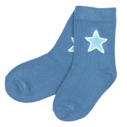 Socks - BLUE - Villervalla - darker blue with soft blue star - ATLANTIS 
