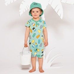 Babygrow - Romper - SUMMER - Villervalla - SHORTIE - Bloom Pink - Ice Cream Lolly - Pink Popsicle 