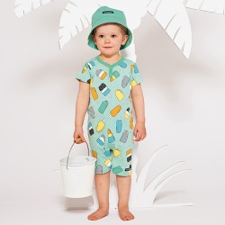 Babygrow - Romper - SUMMER - Villervalla - SHORTIE - Aruba Blue - Ice Lolly Popsicle