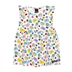 DRESS - Villervalla - Soft jersey with ruffles sleeves - flower and berries