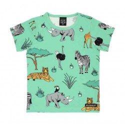 Top - Villervalla - SAFARI - Green - Rhino, giraffe, zebra. tiger, ostrich,, toucan