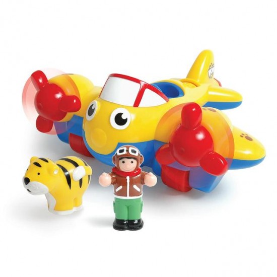 Toys - Educational and Fun - WOW Toys - Johnny Jungle Plane - plane , pilot figure and tiger animal figure 