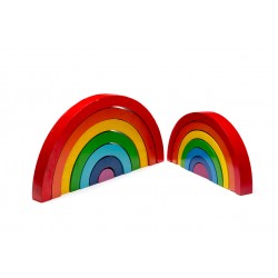 Toys - Wooden - SORTER - FAIR TRADE - LARGE WOODEN RAINBOW  Stacker Puzzle - 7 pieces - last one -  no return offer