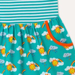 Dress - RAINBOW - Ducky Zebra - Turquoise stripe Rainbow with Pockets - clearance