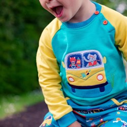 Sweatshirt - CAMPING - Ducky Zebra - Unisex - Yellow Campervan - last size 1-2y