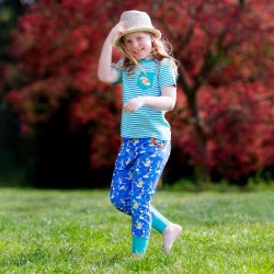 Top - Rainbow - Ducky Zebra - UNISEX - Turquoise Stripe  with pocket - clearance