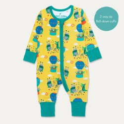 Babygrow - Romper - Ducky Zebra - Unisex - Zip-Up - Hot Air Balloon and Elephants Print - Yellow - last size