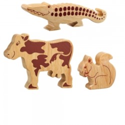 Toys - Wooden - ANIMALS - ZOO or FARM -  natural wood - free gift with qualifying tier