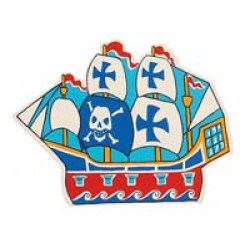 Toys - Wooden - PIRATE SHIP - STICK on WALL DECORATION - pack of 2 pc 