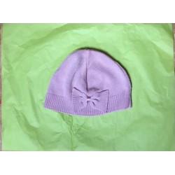 Hat - Winter - Girls - BOW - PINK - Elegant knitted basic hat - 3-5y - last size - no return offer