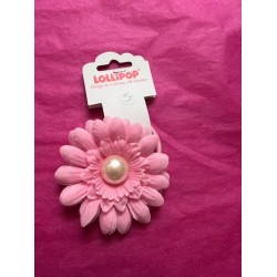 Hair Accessories - Bobble - FLOWER - Pink - soft pink with shiny pearly centre