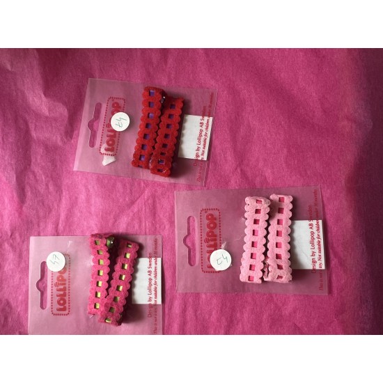Hair Accessories - Clip - FELT - soft pink, cerise pink or red 