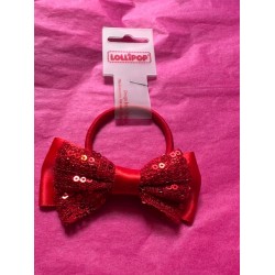 Hair Accessories - Bobble - BOW - RED - glitter sequins