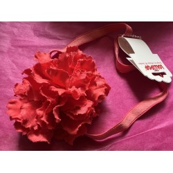 Hair Accessories - Bandeau - Reddish Pink -  Statement FLOWER ON SOFT ELASTIC BANDEAU