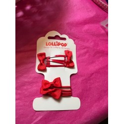 Hair Accessories - Clip - BOW - RED - Clips and bow band 4pc first set 