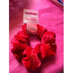 Hair Accessories - Bobble - RED - velvet roses scrunchie
