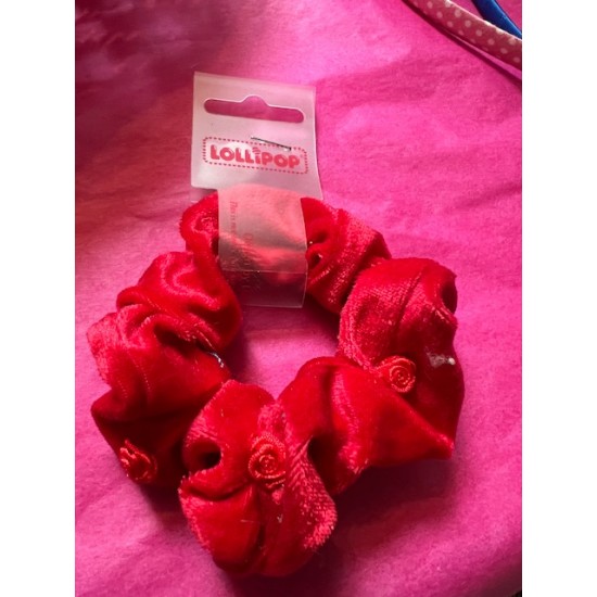 Hair Accessories - Bobble - RED - velvet roses scrunchie