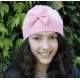 Hat - Winter - Girls - BOW - PINK - Elegant knitted basic hat - 3-5y - last size 